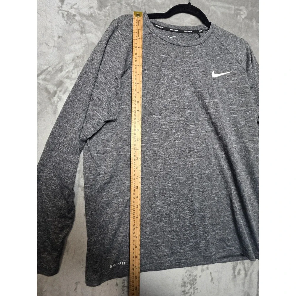 Nike Swim Mens Dri-FIT Long Sleeve Heathered Gray UPF 40+ Rash Guard L